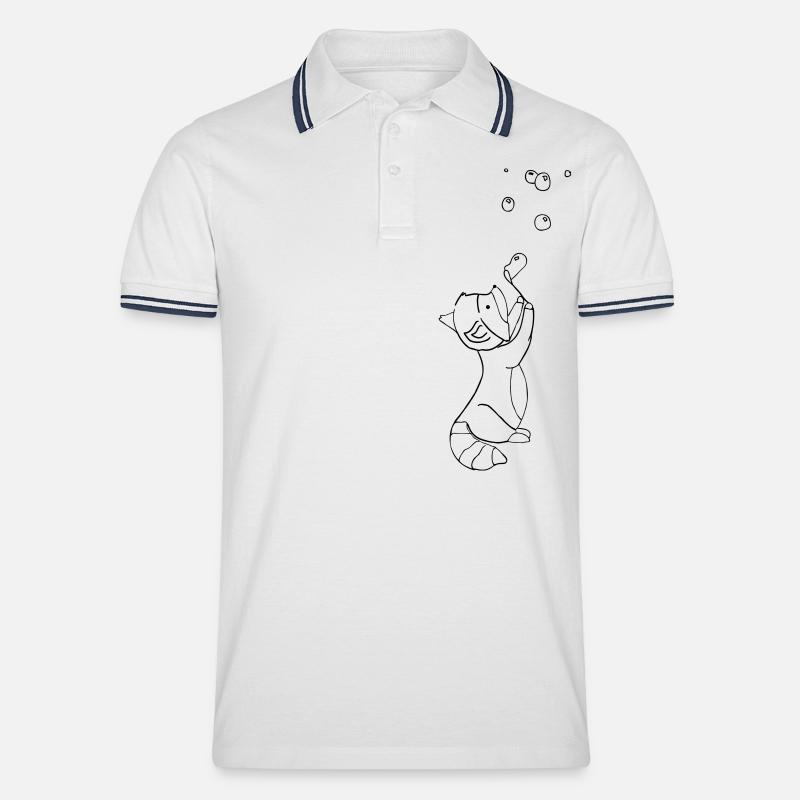 racoon outline - Männer Tipped Poloshirt - Weiß/Navy