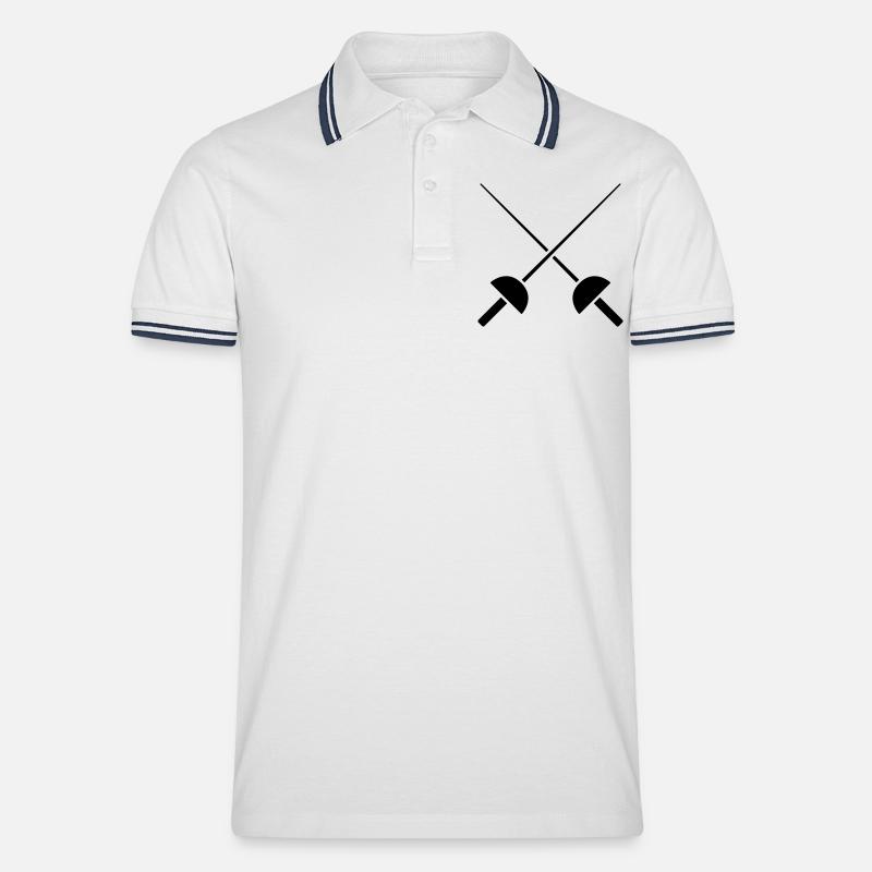 fechten - Männer Tipped Poloshirt - Weiß/Navy