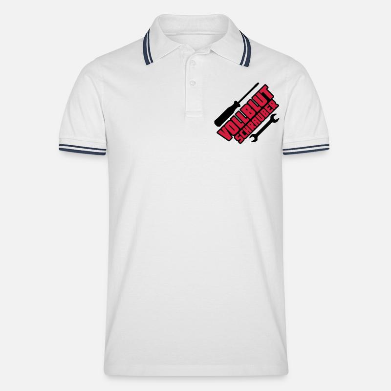 Vollblutschrauber - Männer Tipped Poloshirt - Weiß/Navy