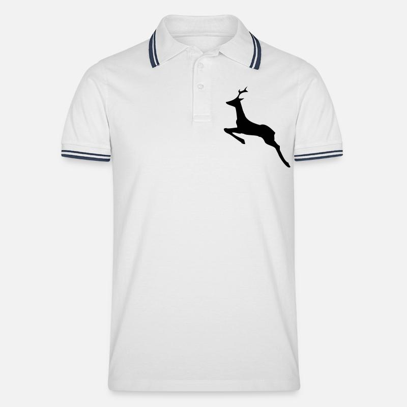 Hirsch,Reh,Wald,Rentier - Männer Tipped Poloshirt - Weiß/Navy