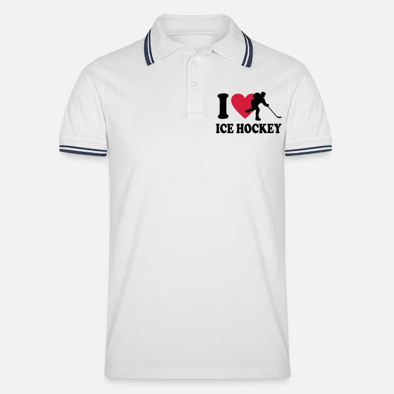 Eishockey - Männer Tipped Poloshirt - Weiß/Navy
