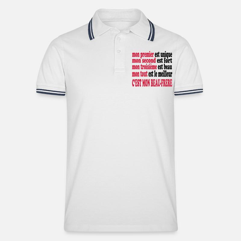 Mon beau-frère est beau - Männer Tipped Poloshirt - Weiß/Navy