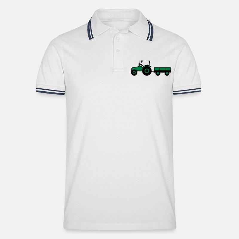 Tractor With Trailer - Männer Tipped Poloshirt - Weiß/Navy