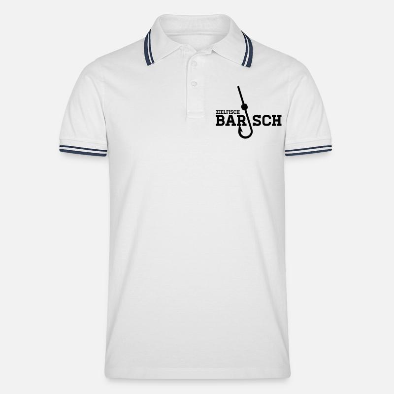 Zielfisch Barsch - Anglershirt - Männer Tipped Poloshirt - Weiß/Navy
