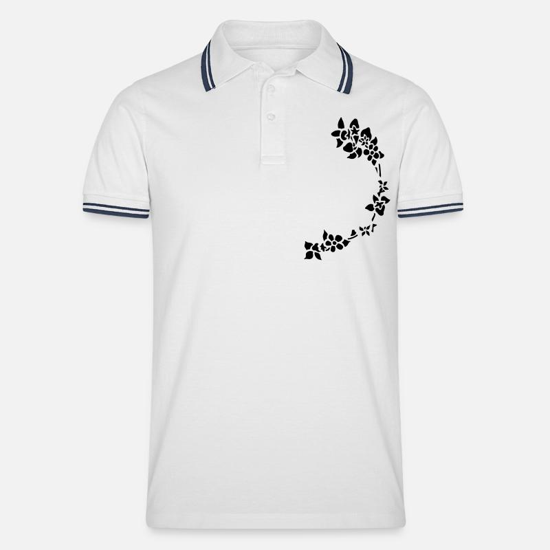 Blumenranke - Männer Tipped Poloshirt - Weiß/Navy
