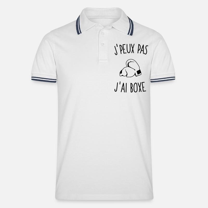J'peux pas j'ai boxe 1c - Polo tipped Homme - blanc/marine