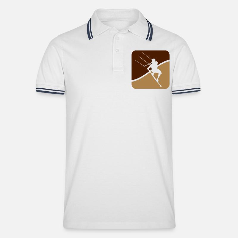 Kitesurfen - Männer Tipped Poloshirt - Weiß/Navy