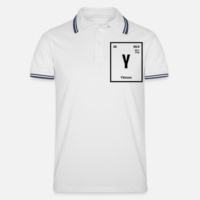 Yttrium Element im Periodensystem - Männer Tipped Poloshirt - Weiß/Navy