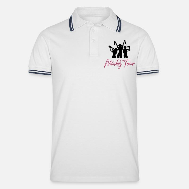 maedels tour - Männer Tipped Poloshirt - Weiß/Navy