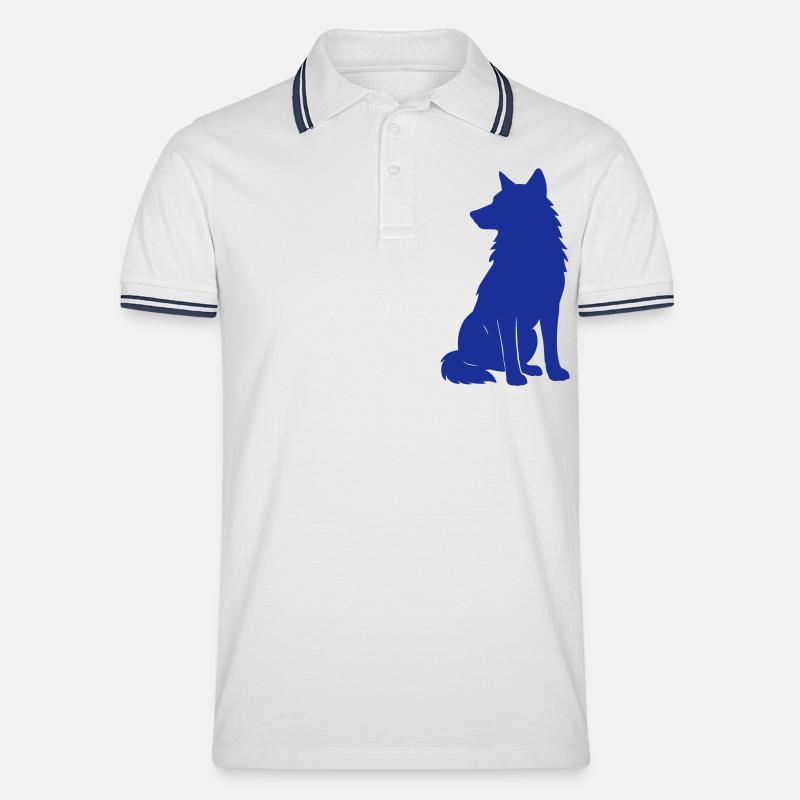 wolf - Männer Tipped Poloshirt - Weiß/Navy