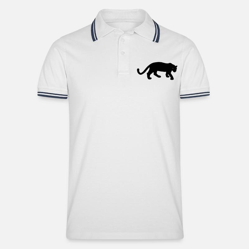panther - Männer Tipped Poloshirt - Weiß/Navy