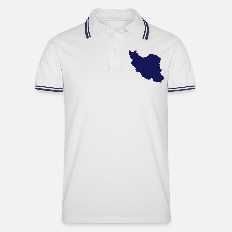 Iran - Männer Tipped Poloshirt - Weiß/Navy
