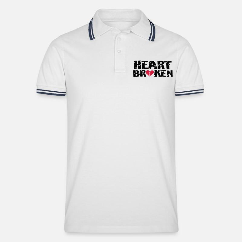 Herz <3Broken - Männer Tipped Poloshirt - Weiß/Navy