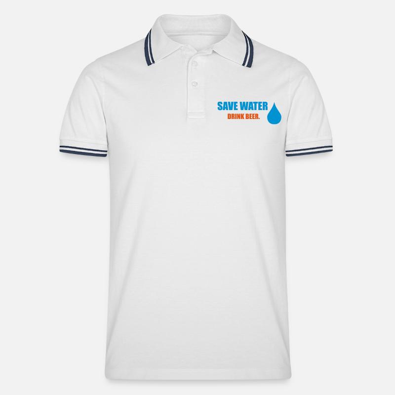 beer - Männer Tipped Poloshirt - Weiß/Navy