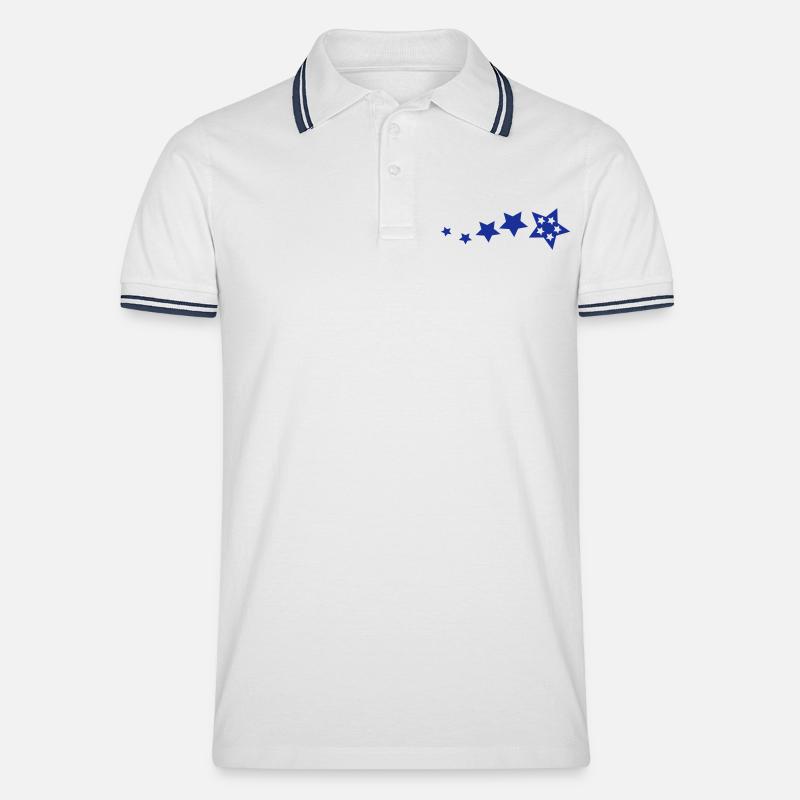 stars2 - Männer Tipped Poloshirt - Weiß/Navy