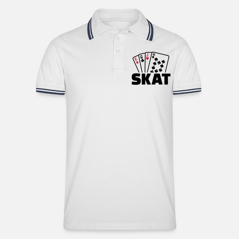 Skat - Männer Tipped Poloshirt - Weiß/Navy