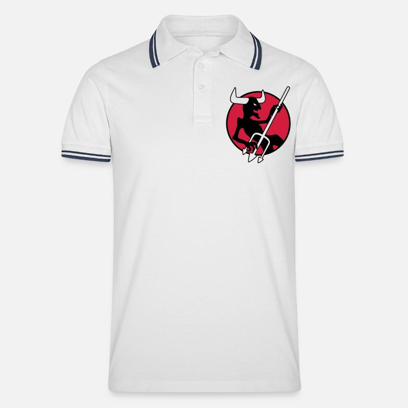 rockin_devil_3c - Männer Tipped Poloshirt - Weiß/Navy