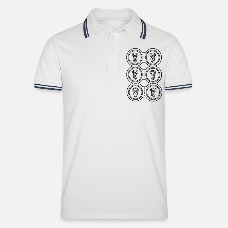 Sixpack Dosen / Bier - Männer Tipped Poloshirt - Weiß/Navy