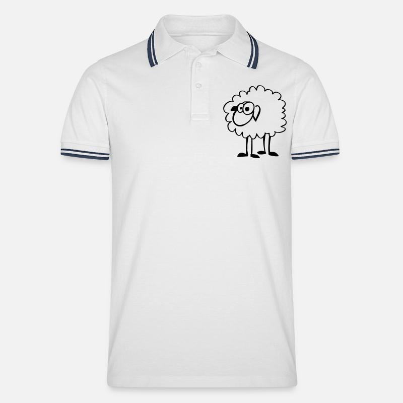Lustiges Schaf - Männer Tipped Poloshirt - Weiß/Navy