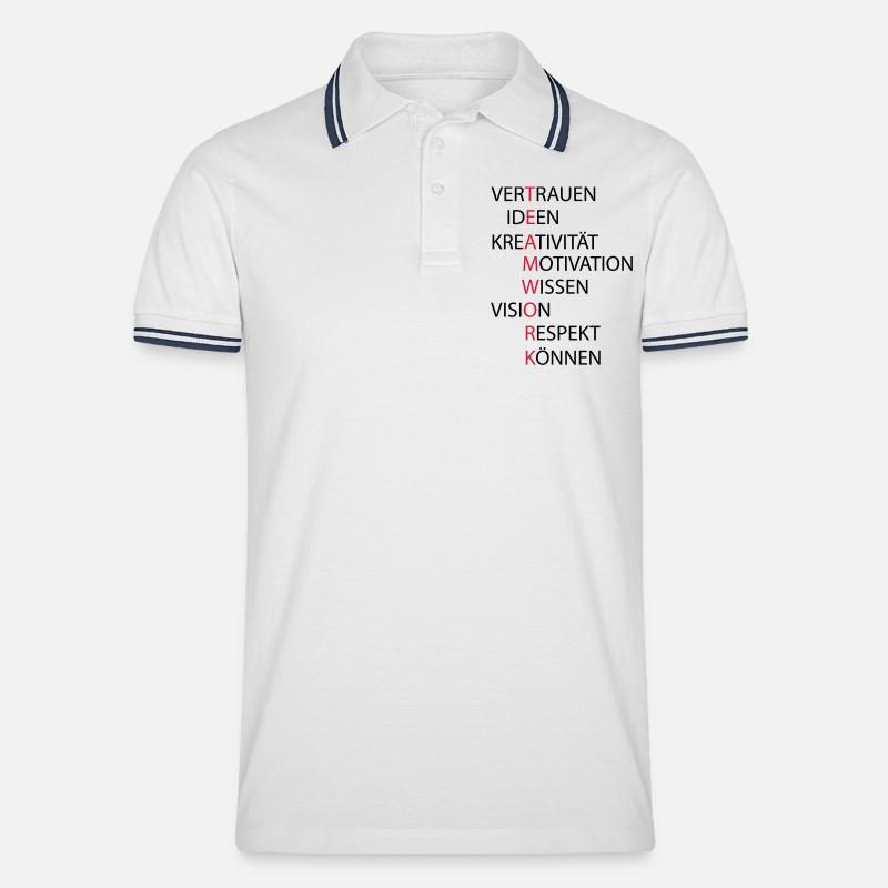 Teamwork - Männer Tipped Poloshirt - Weiß/Navy