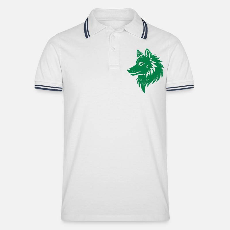wolf - Männer Tipped Poloshirt - Weiß/Navy
