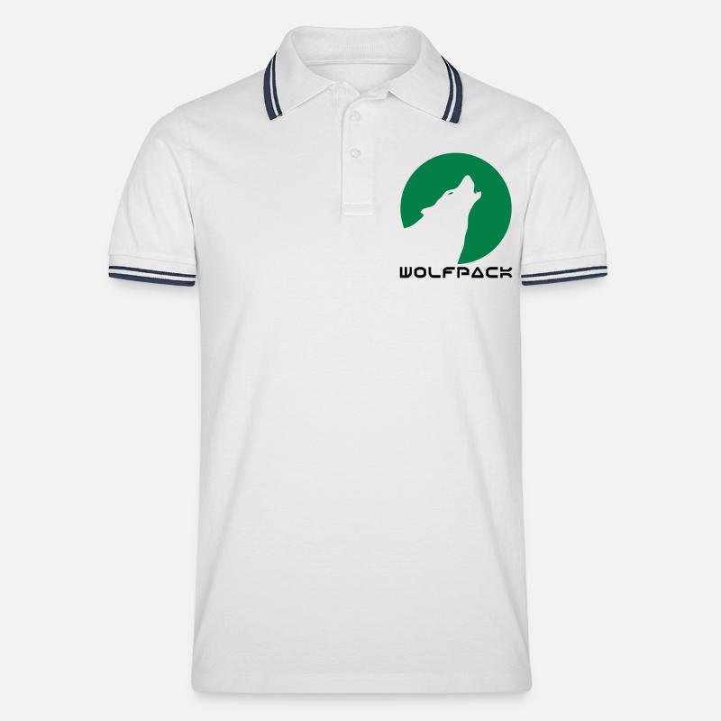 wolfpack_1 - Männer Tipped Poloshirt - Weiß/Navy