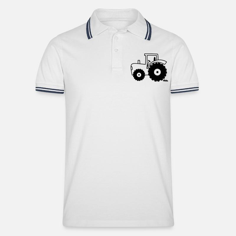 Traktor - Männer Tipped Poloshirt - Weiß/Navy