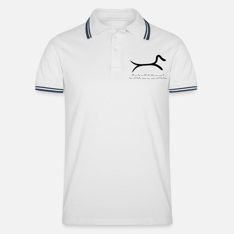 Teckel avec code morse - Polo tipped Homme - blanc/marine