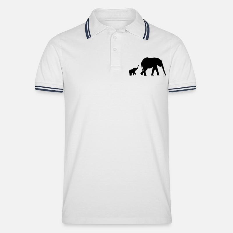 Elephant Illustration - Männer Tipped Poloshirt - Weiß/Navy
