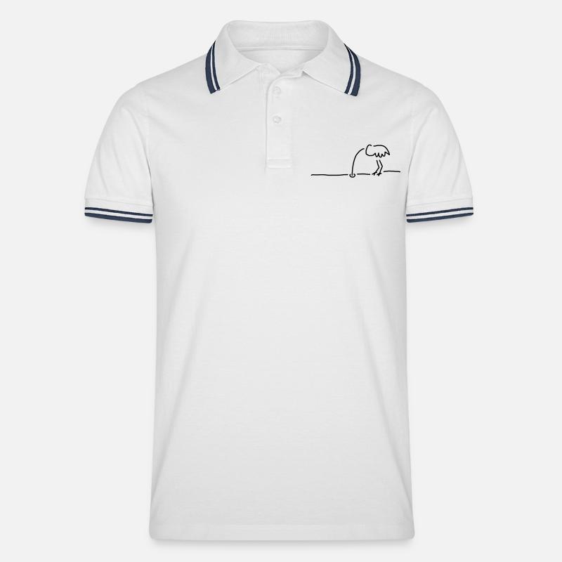 vogel-strauß-taktik - Männer Tipped Poloshirt - Weiß/Navy