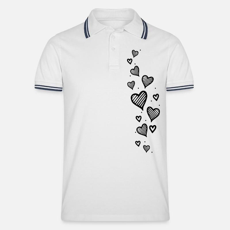 Herzglitzer Herz Glitzer - Männer Tipped Poloshirt - Weiß/Navy