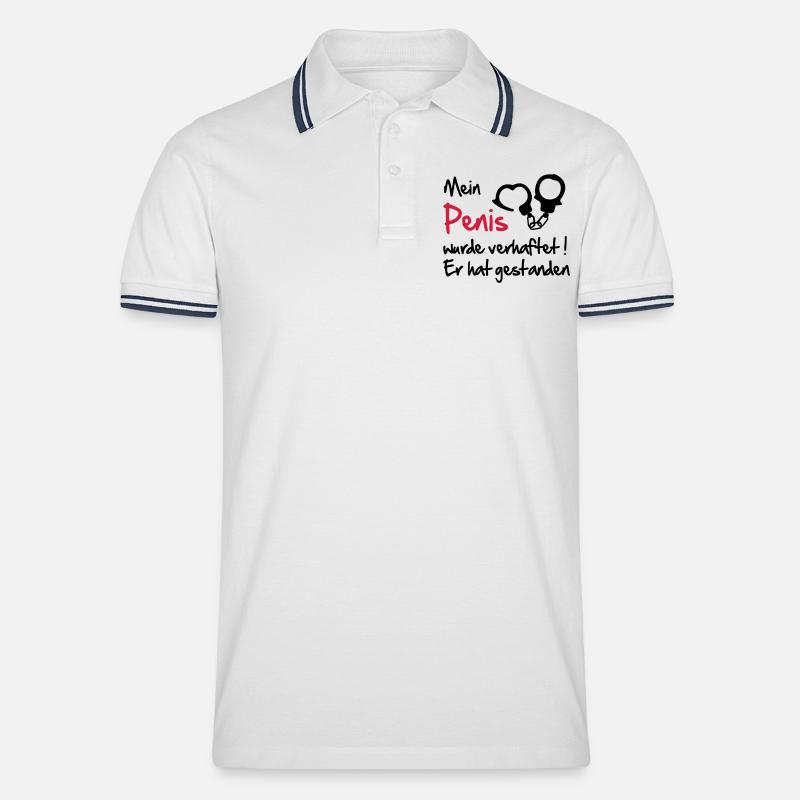 penis - Männer Tipped Poloshirt - Weiß/Navy