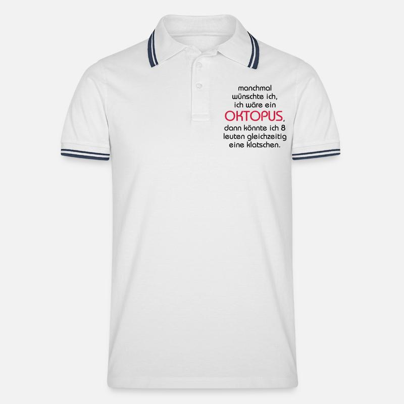 Oktopus - Männer Tipped Poloshirt - Weiß/Navy