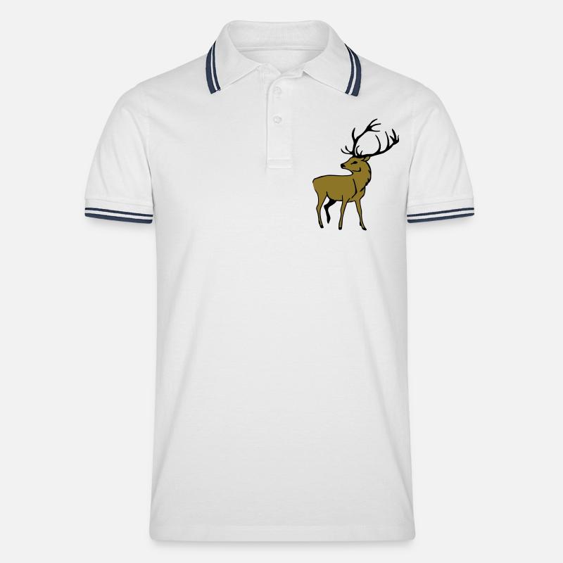 Edler Hirsch - Männer Tipped Poloshirt - Weiß/Navy