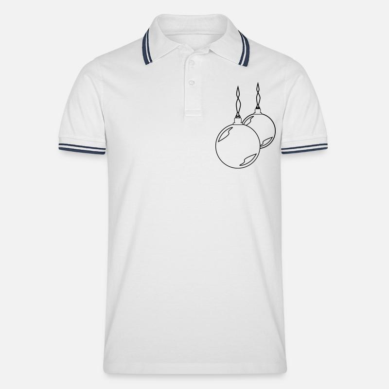 zwei Weihnachtskugeln - Männer Tipped Poloshirt - Weiß/Navy