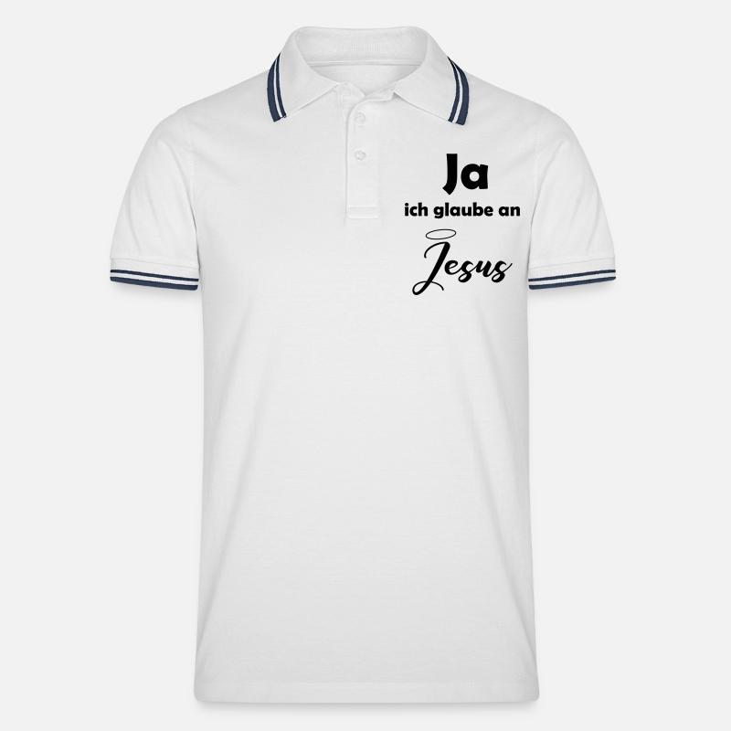glaube_an_jesus - Männer Tipped Poloshirt - Weiß/Navy
