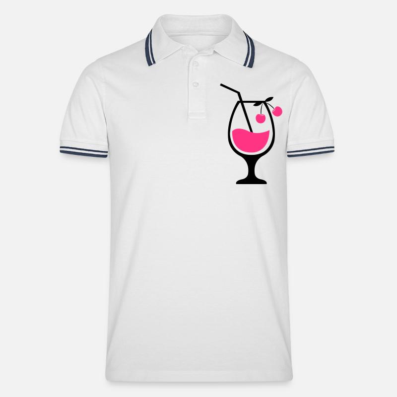cocktail 01 - Männer Tipped Poloshirt - Weiß/Navy