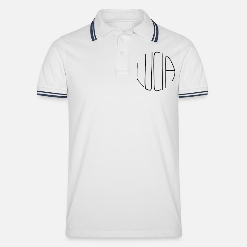 Lucia - Männer Tipped Poloshirt - Weiß/Navy