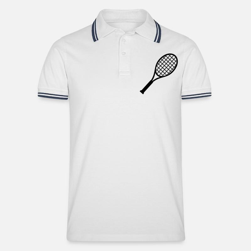 Tennisschläger - Männer Tipped Poloshirt - Weiß/Navy