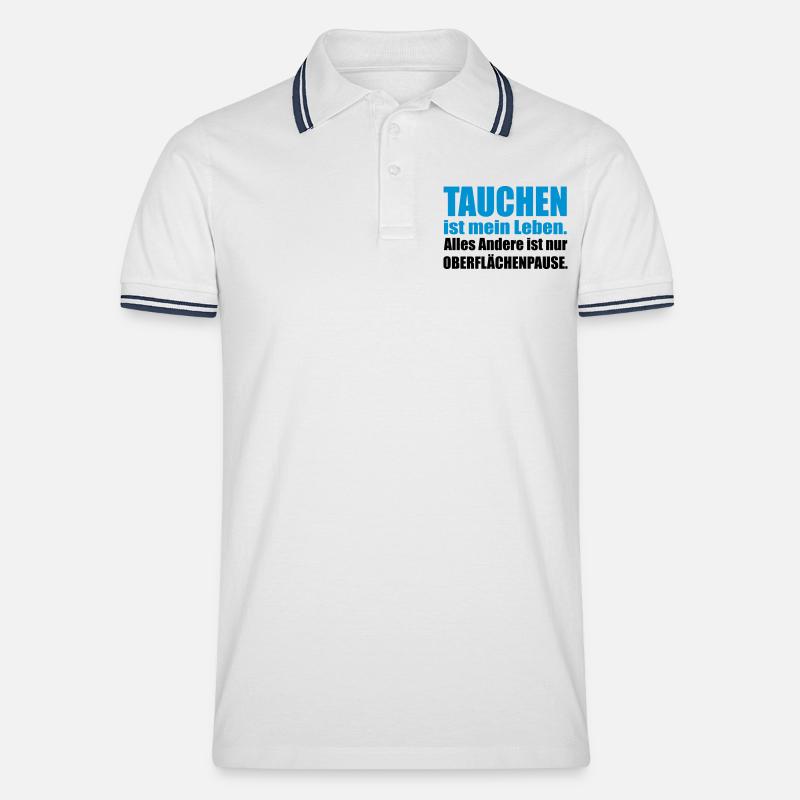 Tauchen - Männer Tipped Poloshirt - Weiß/Navy