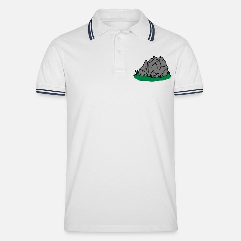 Stone - Männer Tipped Poloshirt - Weiß/Navy