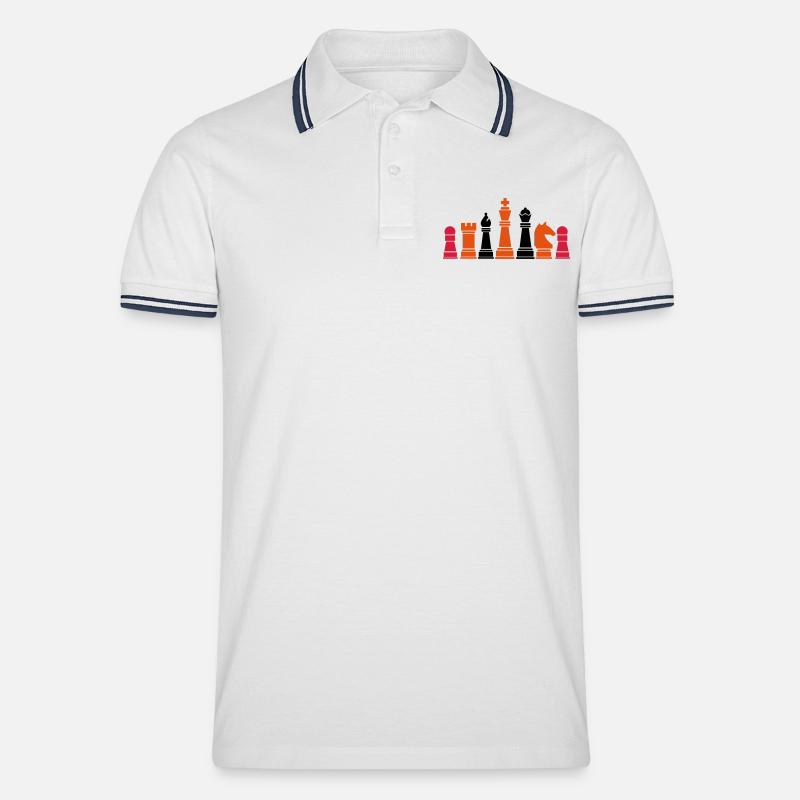schachfiguren_2 - Männer Tipped Poloshirt - Weiß/Navy