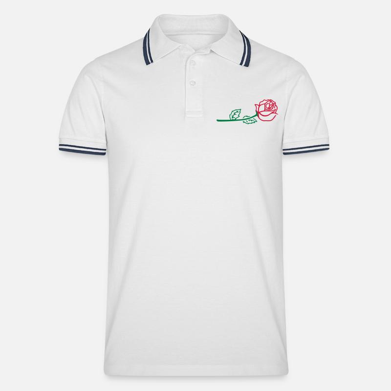 Rose - Männer Tipped Poloshirt - Weiß/Navy