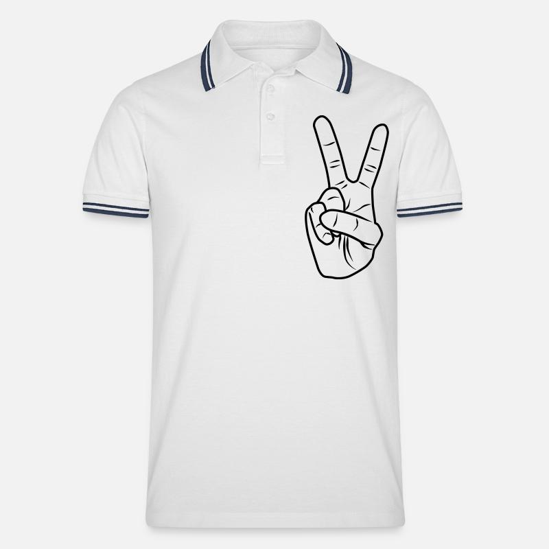 Finger - Handzeichen - Männer Tipped Poloshirt - Weiß/Navy