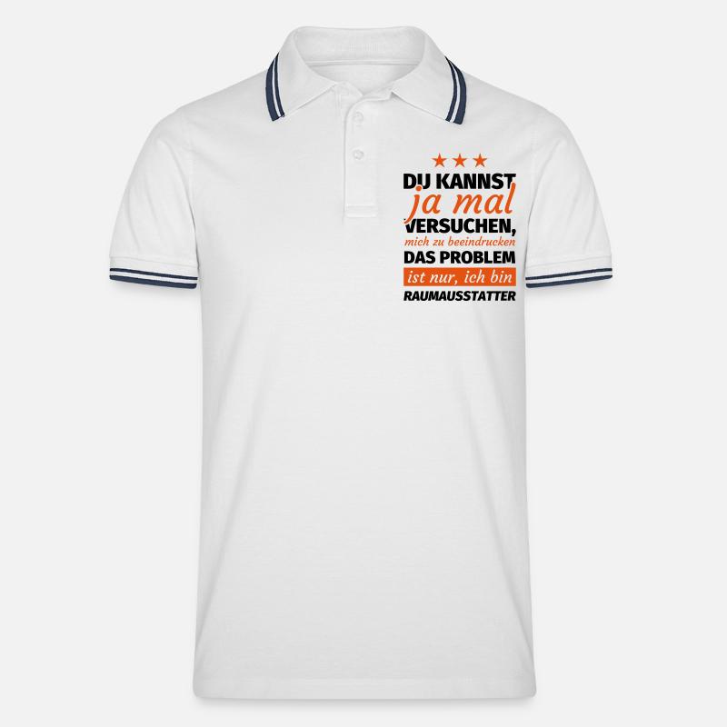 Raumausstatter - Männer Tipped Poloshirt - Weiß/Navy
