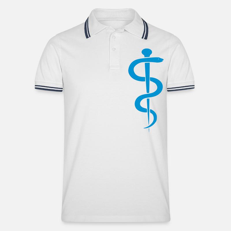 Äskulapstab - Männer Tipped Poloshirt - Weiß/Navy
