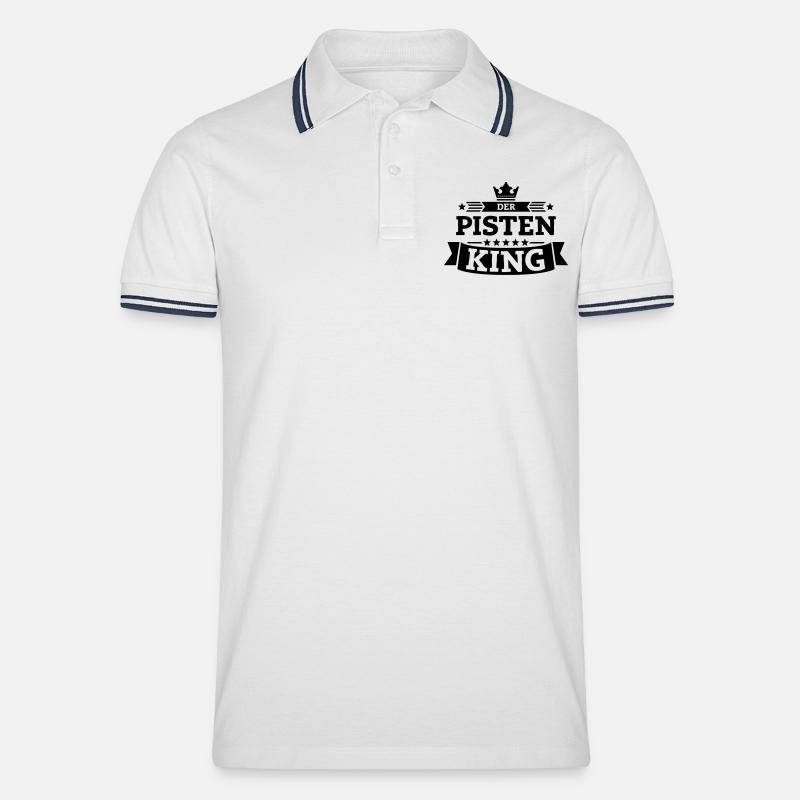 Der Pisten-King - Männer Tipped Poloshirt - Weiß/Navy