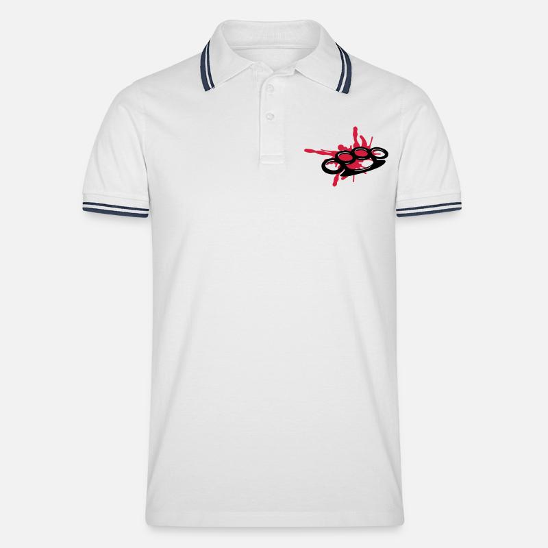 Schlagring Blut - Männer Tipped Poloshirt - Weiß/Navy