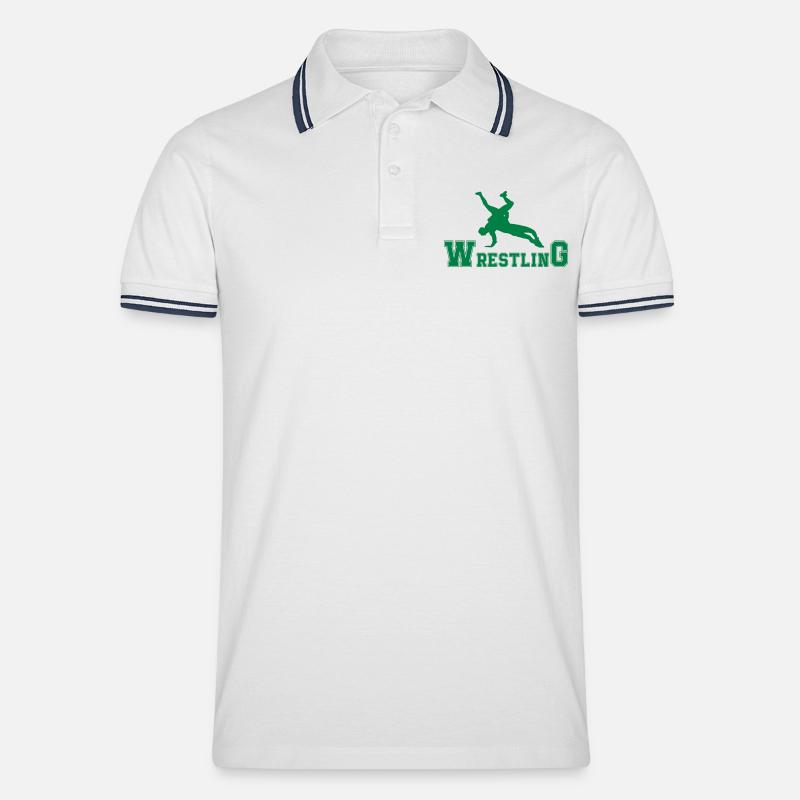 wrestling - Männer Tipped Poloshirt - Weiß/Navy
