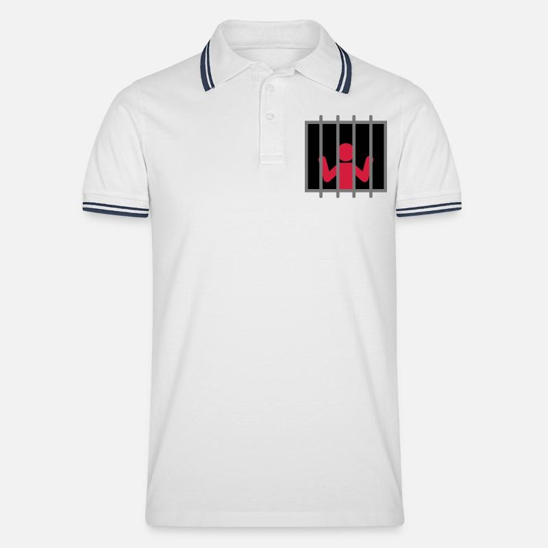 Captive Man - Männer Tipped Poloshirt - Weiß/Navy